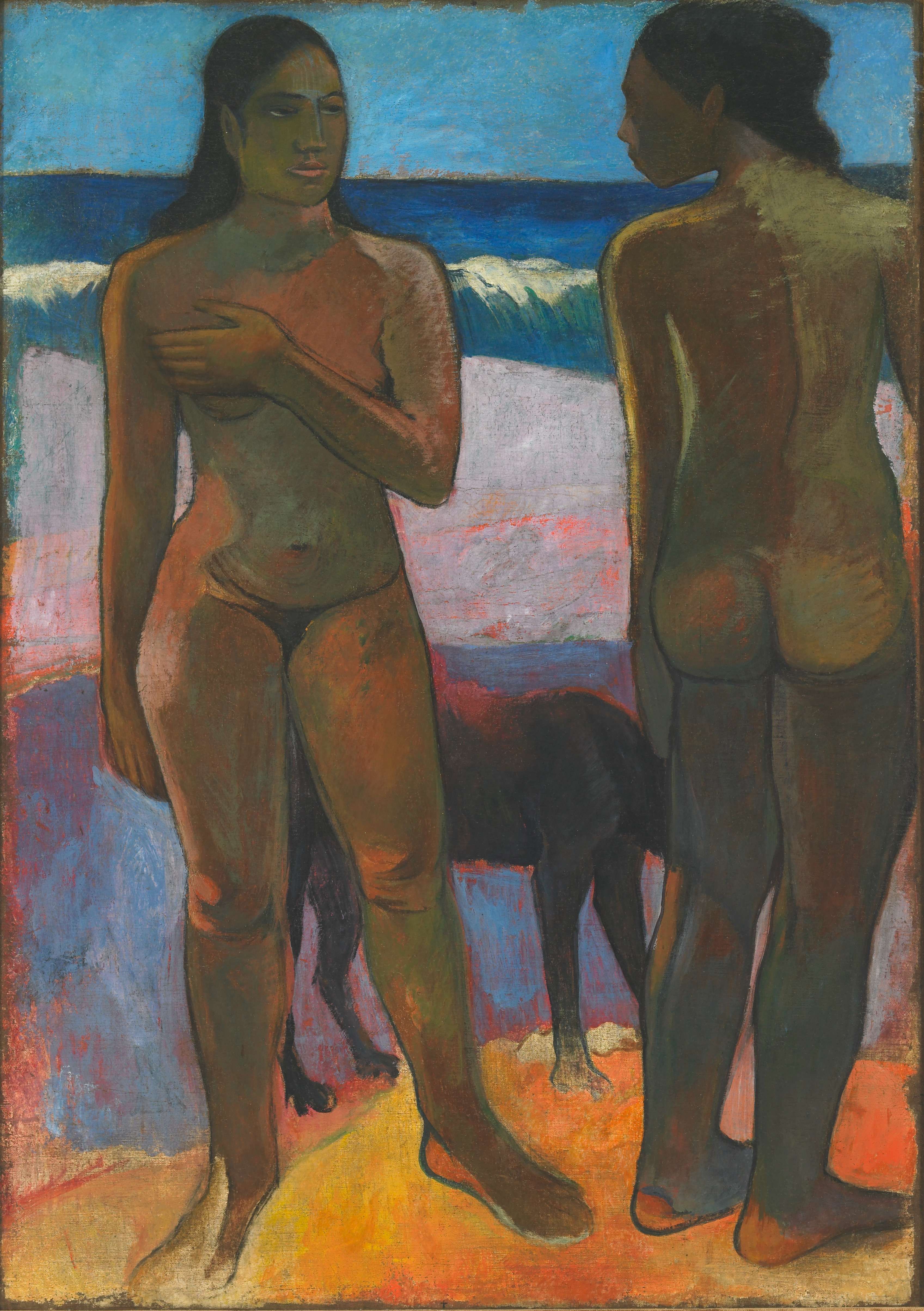 Deux femmes tahitiennes nues sur la plage - Research - Paul Gauguin - WPI